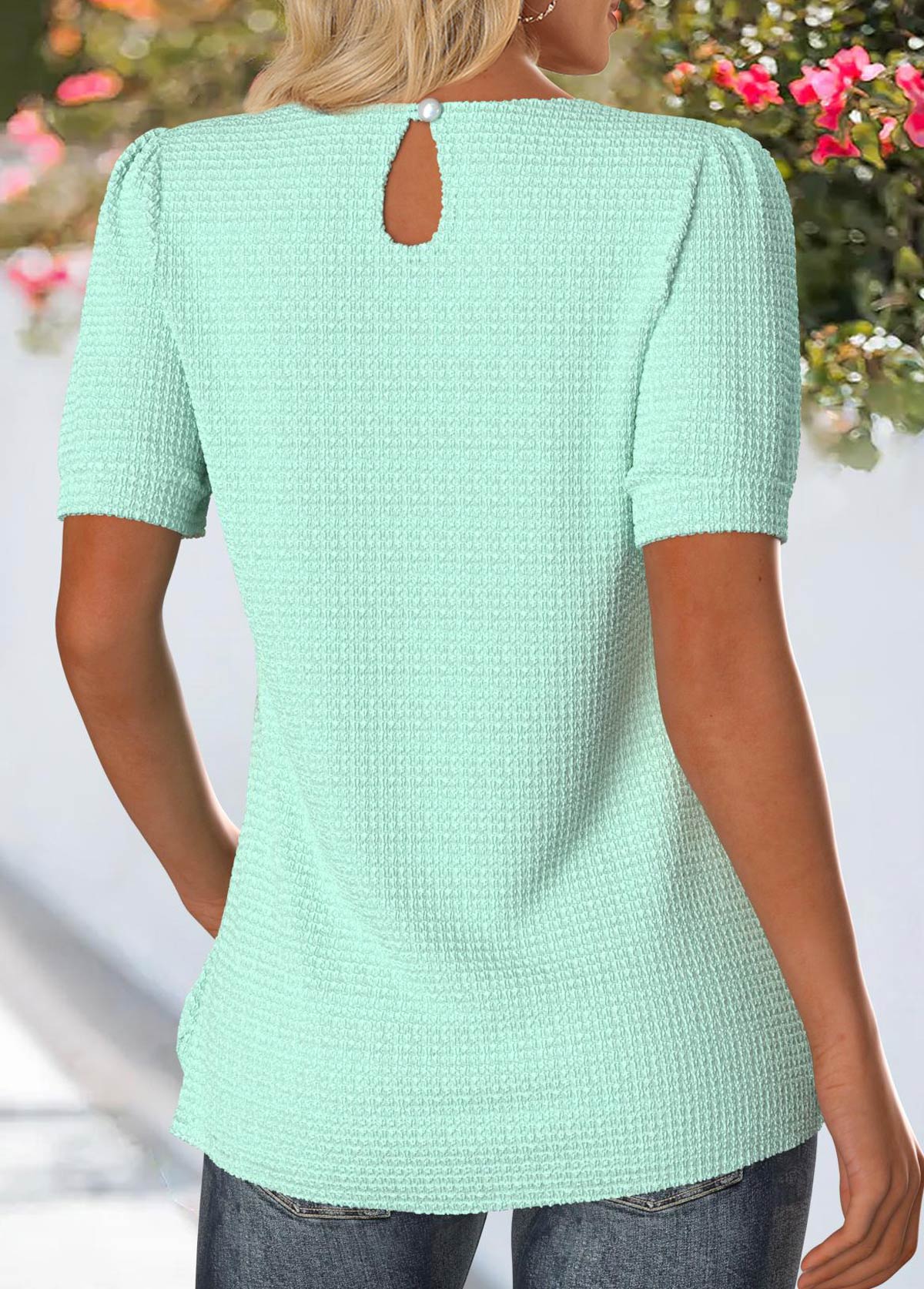 Mint Green Tuck Stitch Short Sleeve T Shirt